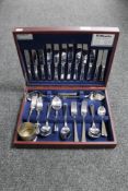 A canteen of Amefa Harley 44 piece six person stainless steel cutlery set together with a plated