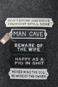 Five cast iron signs - Beware of the wife,