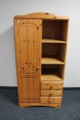 A child's pine sentry door wardrobe