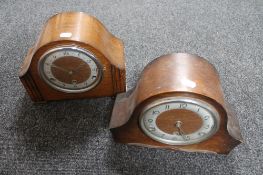 Two 1930's oak cased mantel clocks