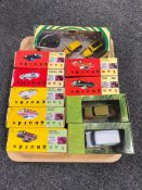 A tray of nine boxed Vanguard die cast vehicles together with a boxed Ringtons Vehicles of the