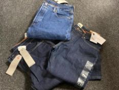 Four pair of gent's jeans - two Levis, Armani and Jasper Conran, all new with tags,