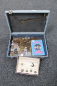 A box of coins to including Victorian and Edwardian pennies, pre decimal coins, assorted crowns,