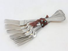 A set of six Dutch silver table forks, 1st quality purity mark (minimum .934), Amsterdam assay, 418.