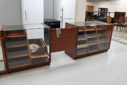 A twin section shop haberdashery-type display cabinet fitted with trays and a further 20th century