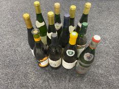 A tray of twelve assorted bottles of wine