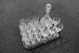 A tray of crystal decanter,
