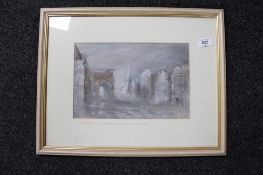 Keith Proctor : Central Station, Neville Street, Newcastle upon Tyne, pastel drawing,