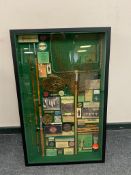 A framed fishing montage,