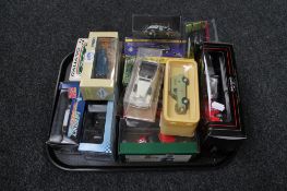 A tray of boxed die cast vehicles including Vanguard,