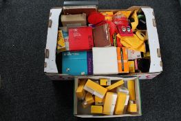 A box of slides, film reels,
