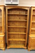 A set of pine open bookshelves