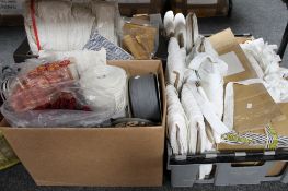 A quantity of haberdasher's ribbon and trim (Three boxes and two crates)