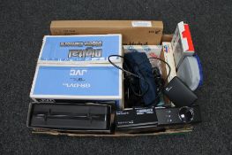 A box of JVC digital video camera, Probe Sound microphone, Tech Nomate free view box,
