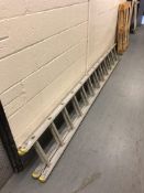 An aluminium double extension ladder