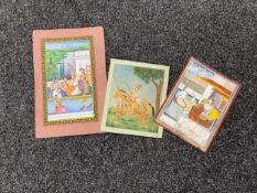 Three unframed 19th century Indian gouache paintings of courtly scenes (3) CONDITION