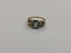 A 10ct gold mystic topaz and diamond ring, size P CONDITION REPORT: Stamped 10K,