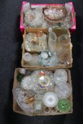 Three boxes of twentieth century glass ware