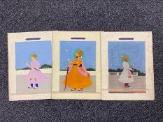 Three 19th century Indian gouache paintings of noblemen (3) CONDITION REPORT: Each