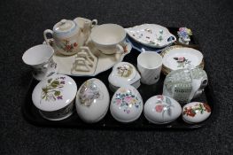 A tray of assorted china, Gray's pottery six piece tea for one, Wedgwood dishes,