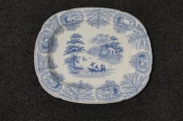 A nineteenth century blue and white meat plate CONDITION REPORT: 44 cm x 37.5 cm.