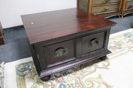 A square Eastern style coffee table fitted four drawers CONDITION REPORT: 80 cm x