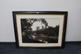An antiquarian oak framed monochrome picture of Durham Cathedral CONDITION REPORT: