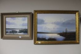 Two framed oils - lake scenes signed Ritchie CONDITION REPORT: Robert Ritchie -
