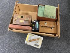 A box of five pigeon timing clocks