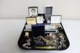 A tray of a quantity of costume jewellery, lady's wristwatches, watch straps,