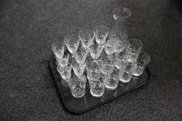 A tray of lead crystal glass,