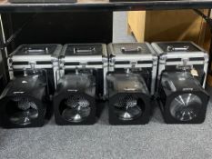 Four ACME disco lights in flight cases