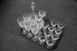 A tray of glass, Rockingham crystal wine glasses,