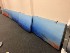 Royden Astrop, Panoramic landscape, oil on canvas, in five sections,