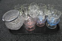 A tray of cut crystal bowl,