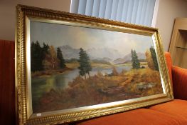 Continental school - oil on canvas depicting alpine landscape