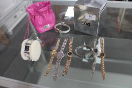 A box of lady's wristwatches including Dolce & Gabanna, Sekonda,