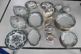 A large quantity of 19th century and other decorative light green dinner china,