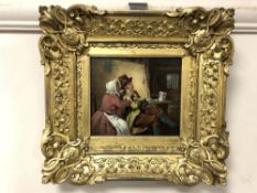 Erskine Nicol RSA ARA (1825 - 1904) : two figures in a tavern, oil on panel, 14.