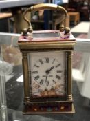 An enamelled French miniature carriage clock