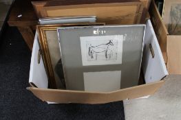 A box containing a quantity of continental pictures and prints