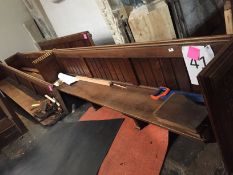 An oak two section pew, with plain back, length 570 cm.