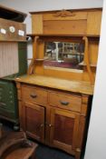 An Edwardian pine mirror backed sideboard CONDITION REPORT: 105cm wide by 45cm deep