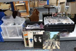 Three boxes of Elvis memorabilia/accessories and a small quantity of LP records - The Beatles etc