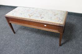 An inlaid Edwardian mahogany duet stool