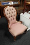 A Victorian style buttoned back nursing chair