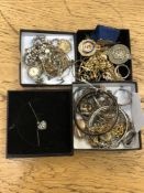 A silver RAOB medal, costume jewellery,