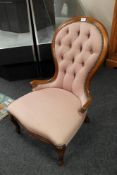 A Victorian style buttoned back nursing chair