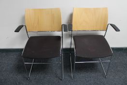 A pair of Casla beech backed office armchairs