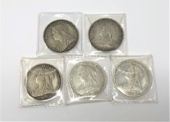 Victorian crowns; 1896 (X2), 1897, 1898,